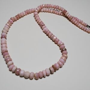 925 Silver Peruvian Pink Opal Beaded Necklace